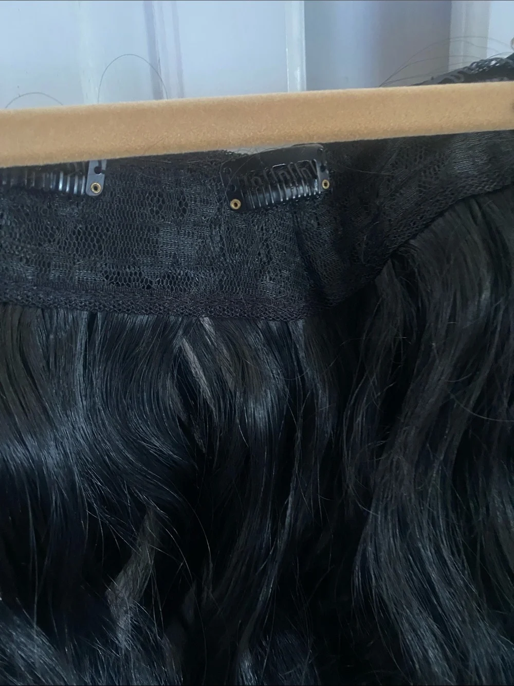 16 inch Black One Piece Clip-In Hair Extension Wavy High Quality natural